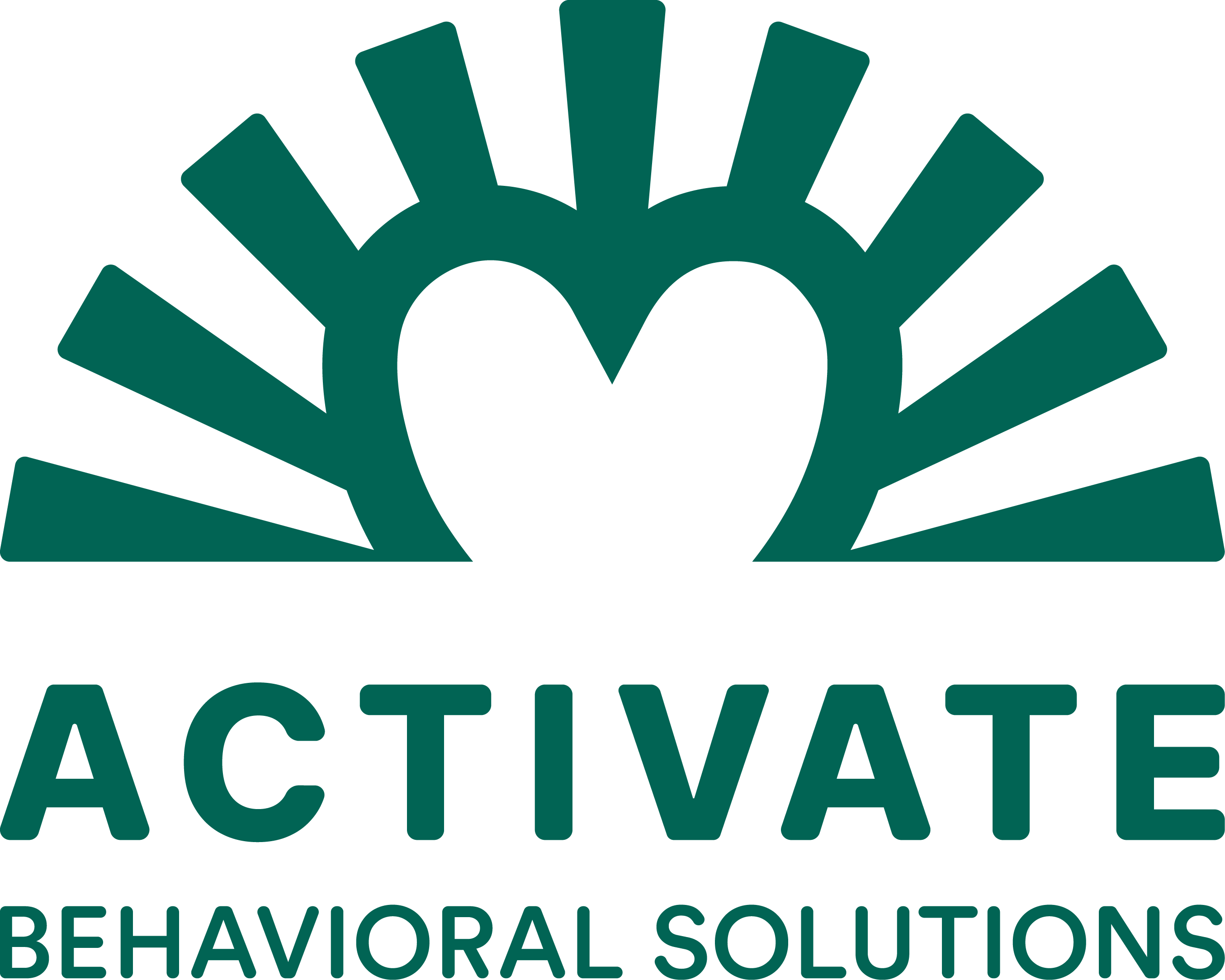 Activate Behavioral Solutions - ABA Therapy for Autism logo featuring a heart with sunburst design