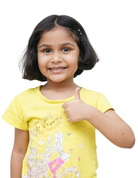 Smiling young girl in a yellow t-shirt